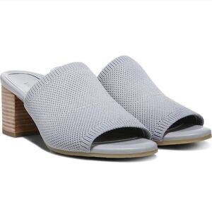 Vionic Light Gray Knit Mules with Wooden Heel